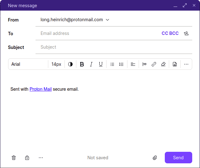 protonmail message composer window