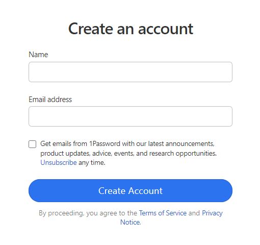 1Password Signup