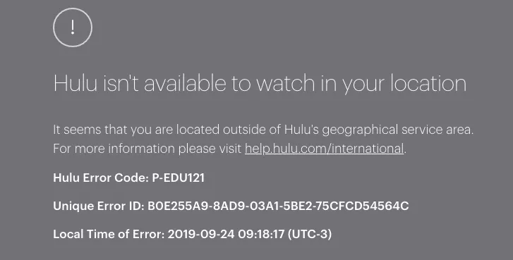 Can't watch Hulu the UK