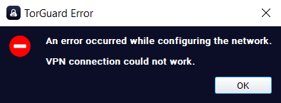 torguard connection error