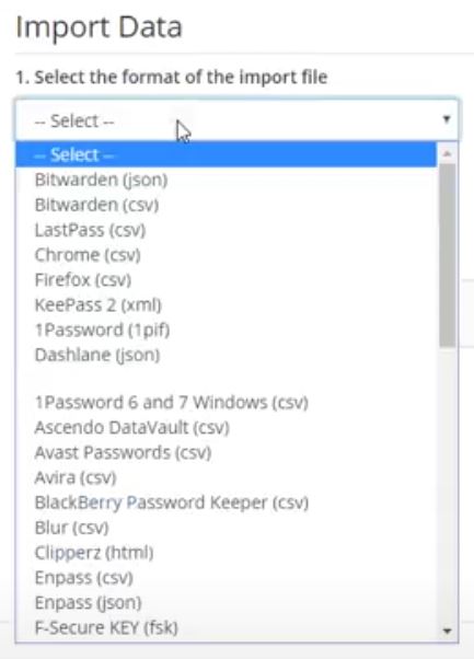 Bitwarden Import Data