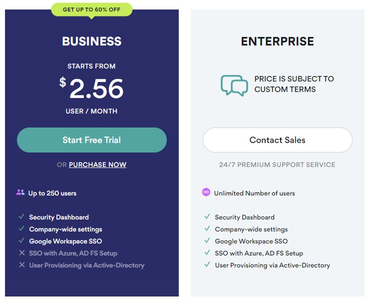 NordPass Business Plans