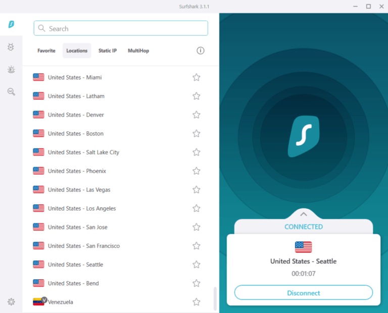 Surfshark has many US servers, which make it one of the best VPNs for Peacock TV
