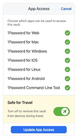 1Password  Travel Mode