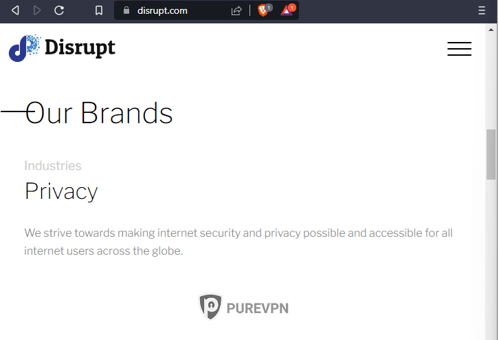 PureVPN is a brand of Disrupt.com Group
