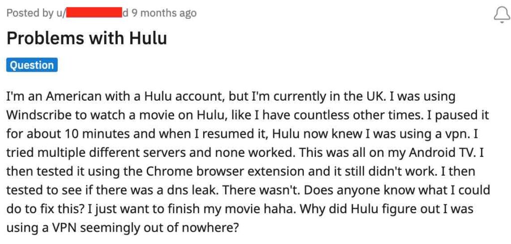 Windscribe not working with Hulu
