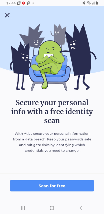 Atlas VPN free identity scan for Android