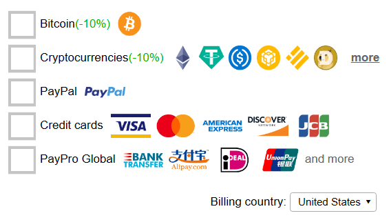 Trust.Zone payment methods