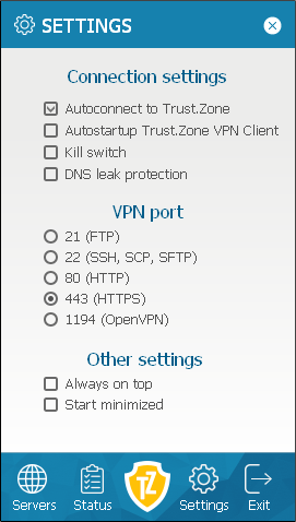 Trust.Zone settings