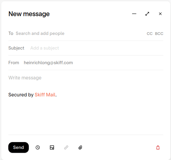 Skiff Mail new message window