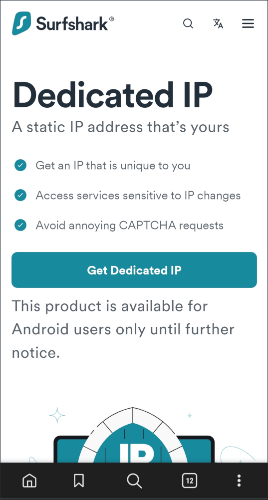 Surfshark Dedicated IP for Android