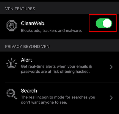 VPN ad block on iPhone