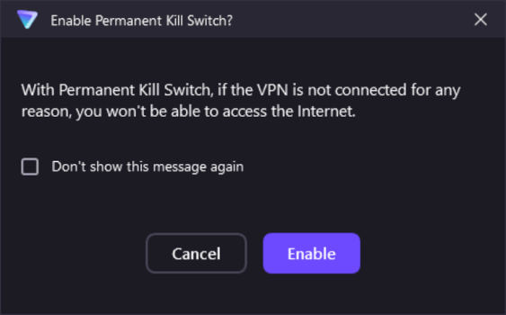 Enable Proton VPN permanent Kill Switch