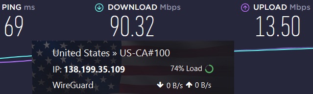 Proton VPN server speed in Los Angeles