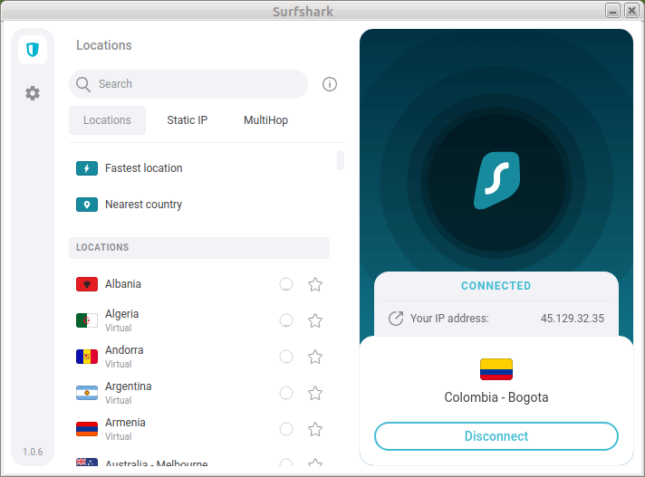 Surfshark VPN con Linux GUI