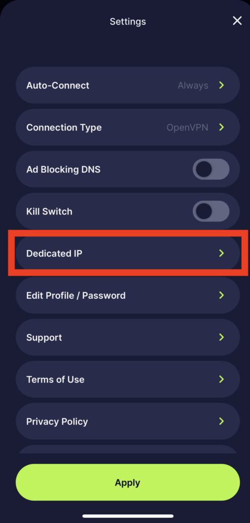 VPN app with dedicated IP
