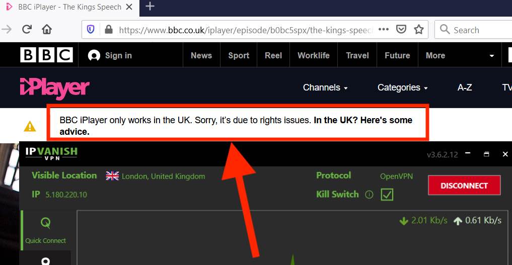 Ipvanish et nordvpn avec BBC iPlayer