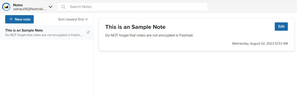 Fastmail Notes