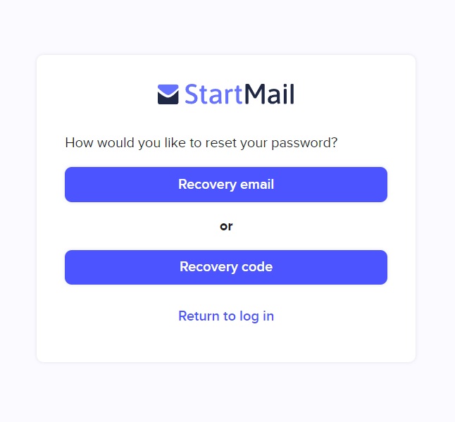 StartMail password recovery