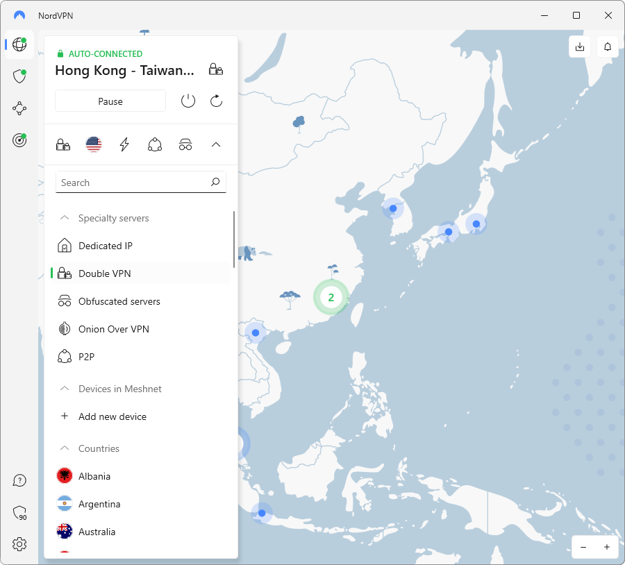 NordVPN Double VPN for Binance.com