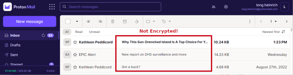 protonmail subject line not encrypted