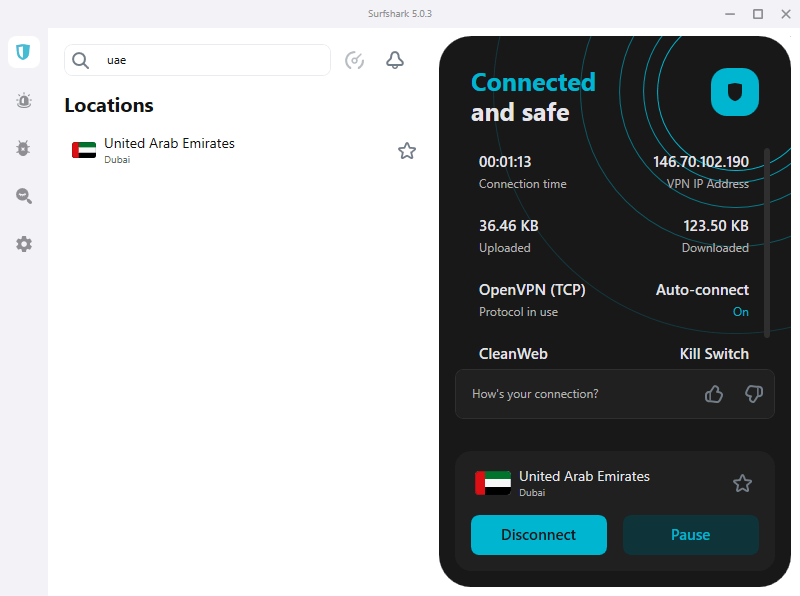 Surfshark Dubai Windows app