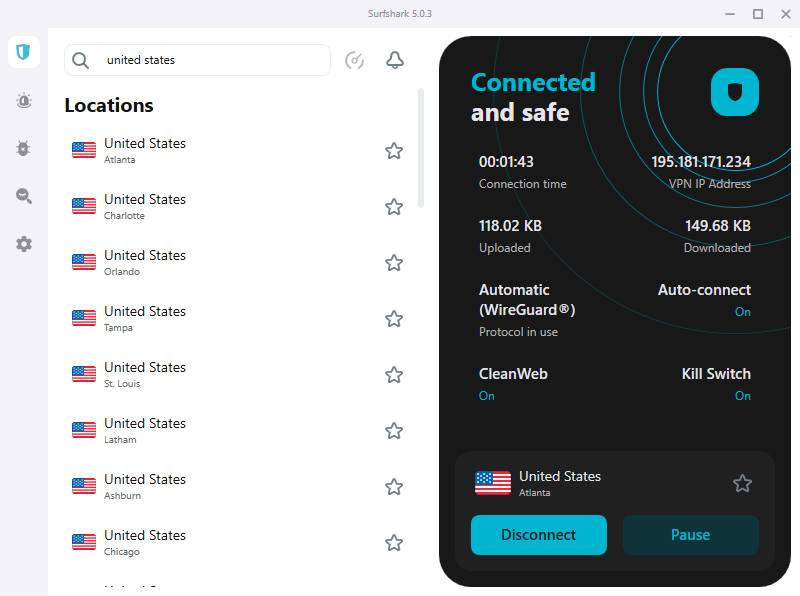 Surfshark VPN para EE. UU