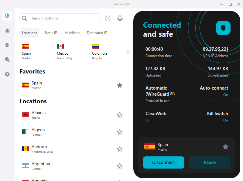Surfshark VPN torrenting Spain