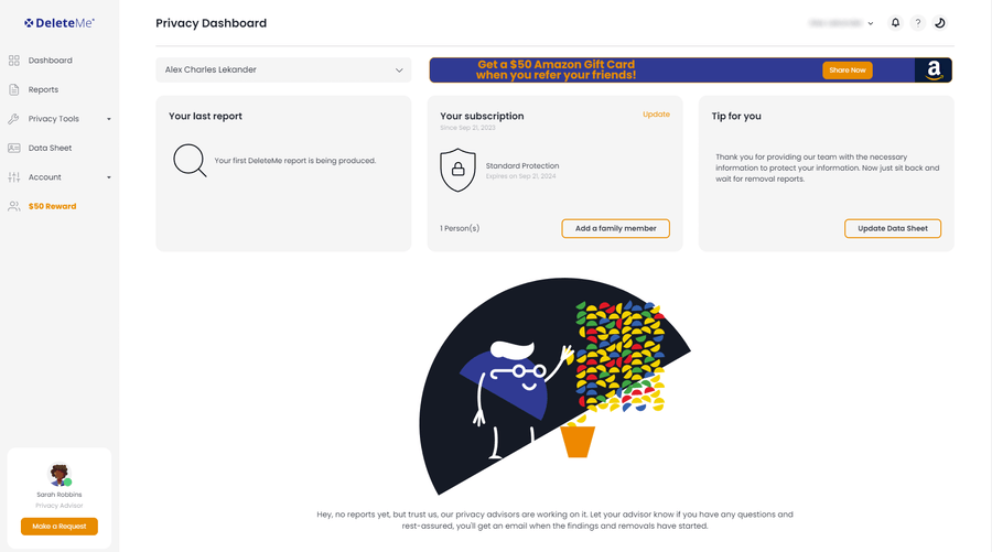 DeleteMe Dashboard