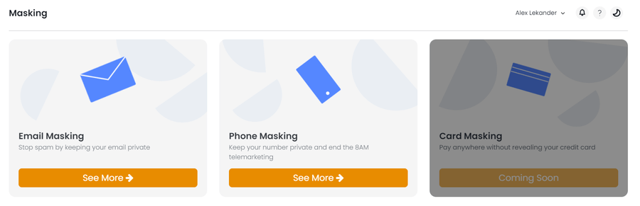 DeleteMe email and phone masking feature