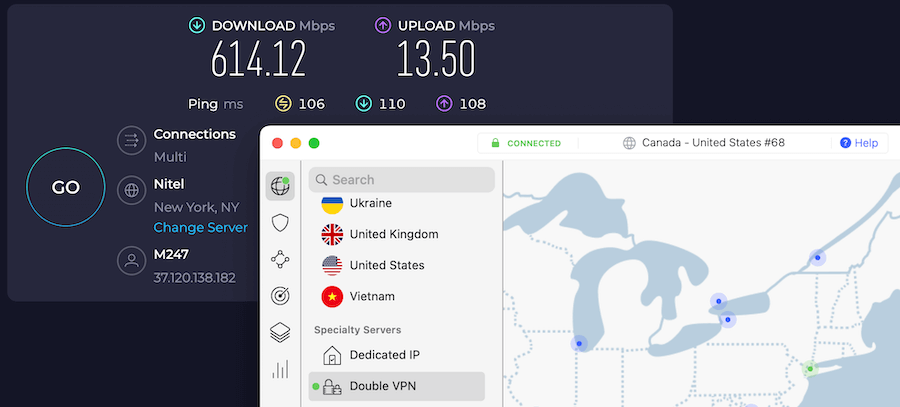 NordVPN Double VPN server speeds