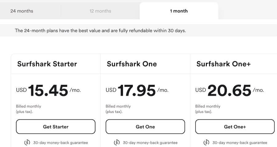 Surfshark review prices