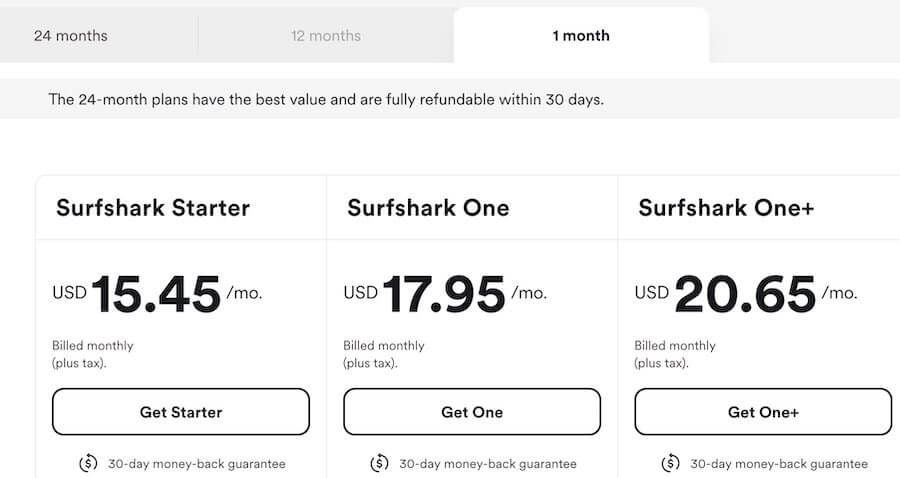 Precios de revisión de Surfshark