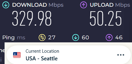 ExpressVPN speed test with Lightway