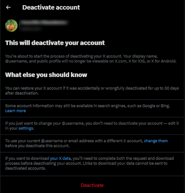 Twitter delete your account