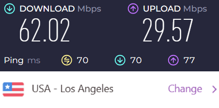 PrivateVPN review Los Angeles speed test