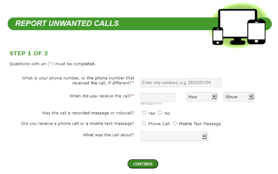 DoNotCall reporting spam calls