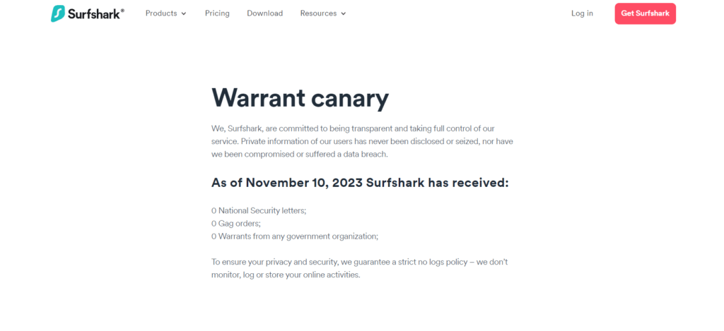 Chromecast VPN: Surfshark warrant canary