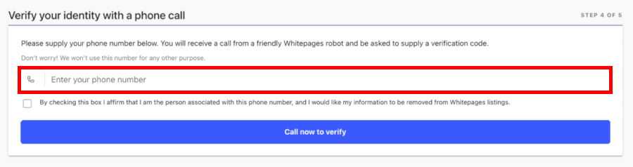 Whitepages verify your identity