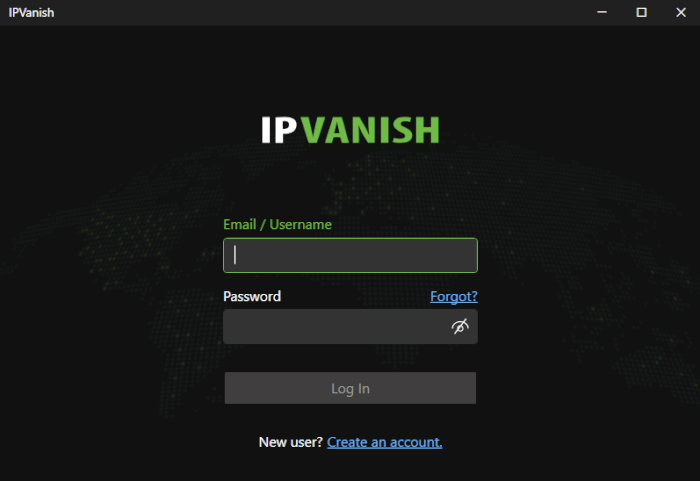 IPVanish app sign in