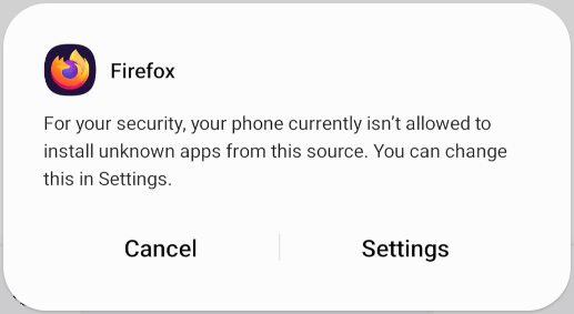 Install unknown apps warning