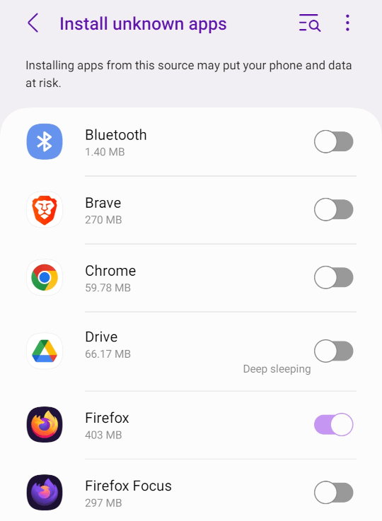 Select browser for unknown apps