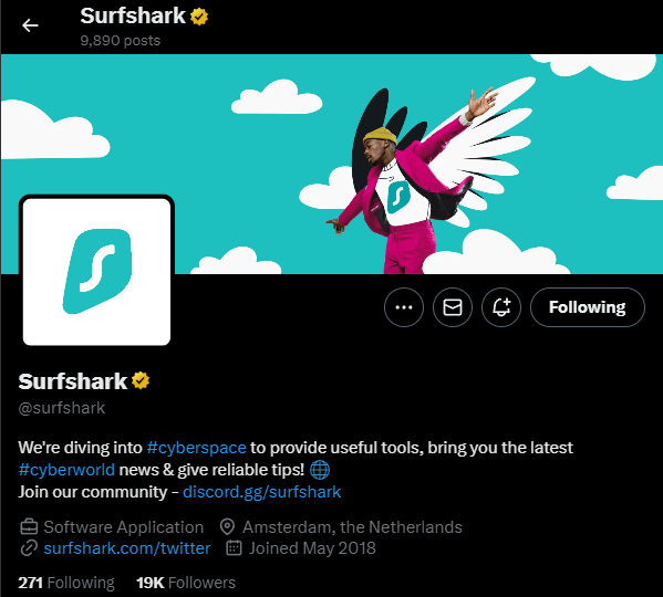 Surfshark is active on X