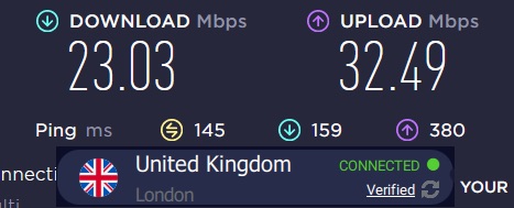 TorGuard VPN London speed test