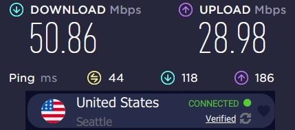 TorGuard VPN Seattle speed test
