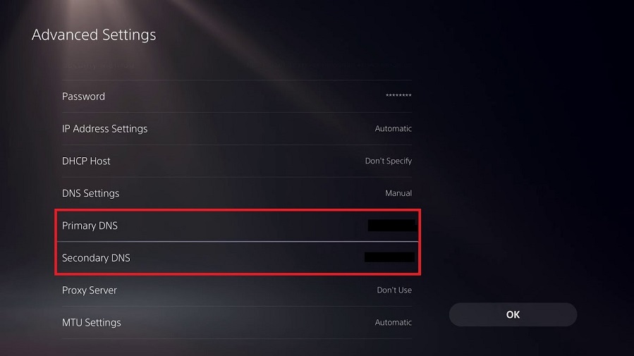 Setting up Primary and Secondary DNS on PS5