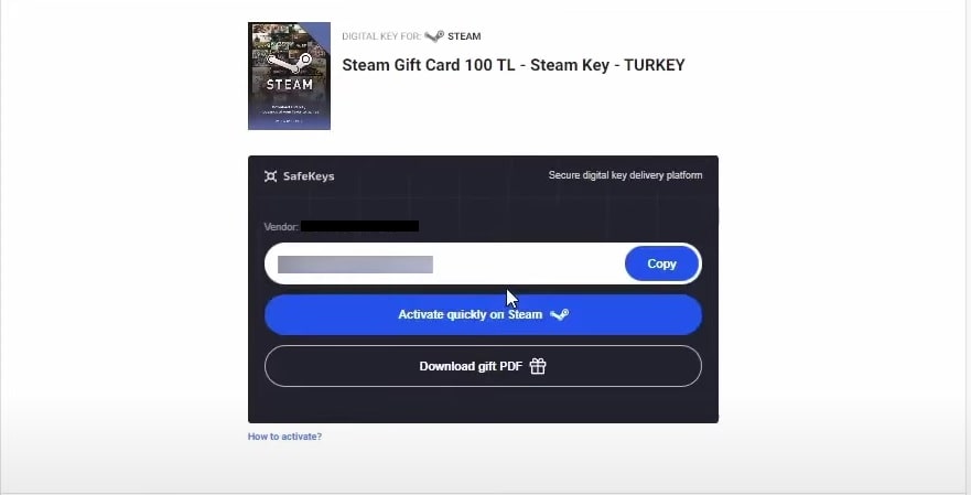 Purchase Steam gift card