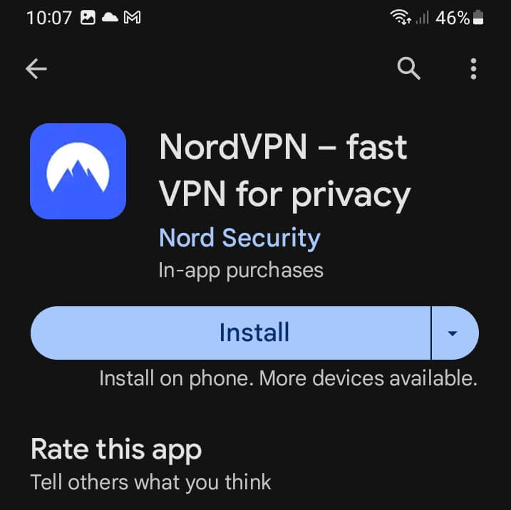 Download NordVPN from Play Store