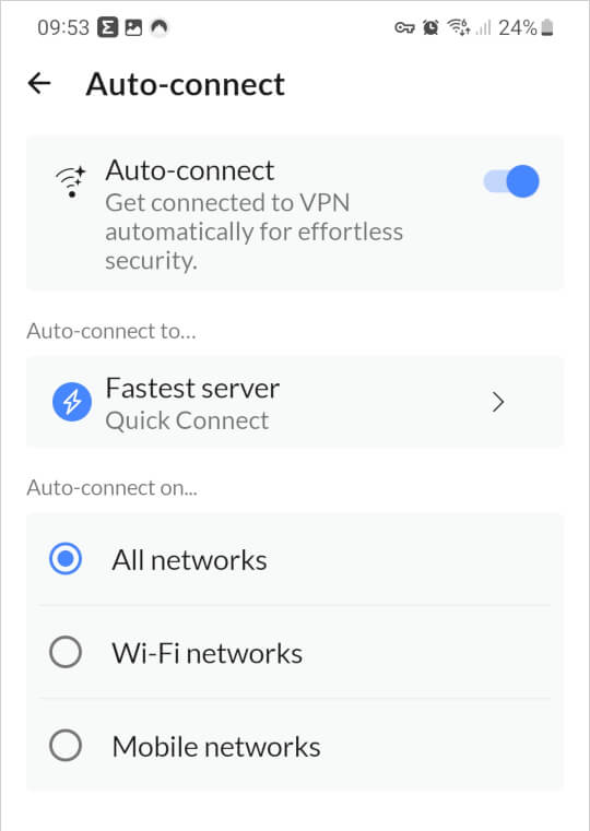 NordVPN Auto-connect options
