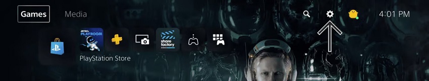 PS5 home screen